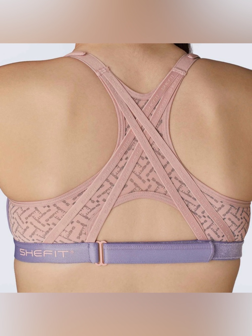 SHEFIT Exhilarate Front-Zip Sports Bra in dusty violet and rose medium NWT - Picture 2 of 7